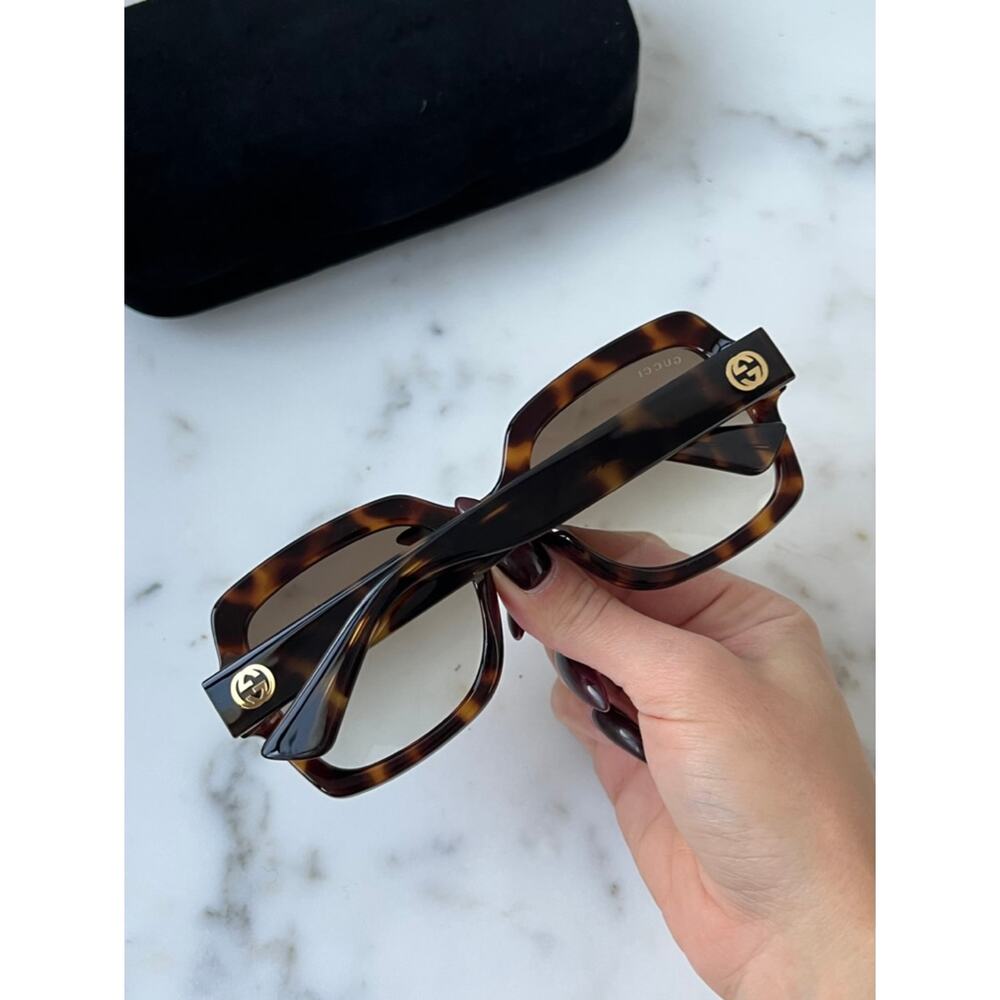 NEW GUCCI GG1337S Brown Havana Square Sunglasses - Picture 3 of 8